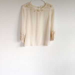 Silk blouse with lace details